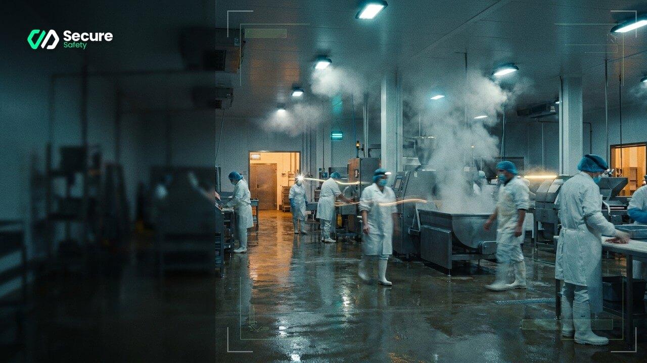 Wet Floors and Fast Lines: AI Safety in Food and Beverage Processing