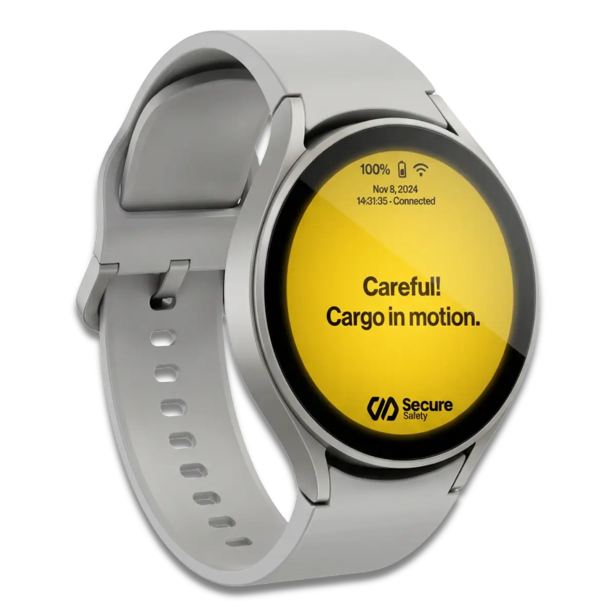 SecureSafety safety smartwatch receiving a real-time alert on the wrist